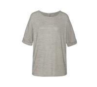 Rundhalsshirt LASCANA "mit breitem Ärmelumschlag", Damen, Gr. 40/42, grün (khaki), Feinstrick, Obermaterial: 50% Viskose (LENZING™ ECOVERO™), 46% Polyester, 4% Elasthan, unifarben, Basic, lässig gesch