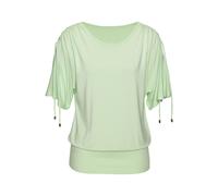 Rundhalsshirt LASCANA "mit variabler Ärmellänge", Damen, Gr. 32/34, lime, Single Jersey, Obermaterial: 95% Viskose (LENZING™ ECOVERO™), 5% Elasthan, unifarben, bequem, Rundhals, verstellbar, Shirts, a