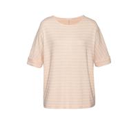 Rundhalsshirt LASCANA "mit breitem Ärmelumschlag", Damen, Gr. 36/38, orange (peach gestreift), Feinstrick, Obermaterial: 54% Viskose (LENZING™ ECOVERO™), 41% Polyester, 5% Elasthan, gestreift, Basic, 
