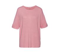 Rundhalsshirt LASCANA "mit breitem Ärmelumschlag", Damen, Gr. 36/38, pink, Feinstrick;Jersey, Obermaterial: 50% Viskose (LENZING™ ECOVERO™), 46% Polyester, 4% Elasthan, unifarben, lässig geschnitten n