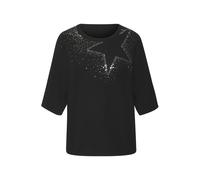 Rundhalsshirt LASCANA "mit Sternendesign aus funkelnden Pailletten", Damen, Gr. 40/42, schwarz, Strick, Obermaterial: 80% Viskose (LENZING™ ECOVERO™), 20% Nylon, Glitzermuster, bequem, Rundhals, Shirt