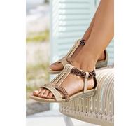 Sandale LASCANA "Sommerschuh, Sandalette, offener Schuh", Damen, Gr. 36, beige (beige, braun), Obermaterial: 50% Lederimitat, 50% Textilmaterial. Decksohle: 100% Lederimitat. Futter: 100% Lederimitat.