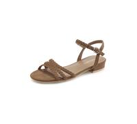 Sandale LASCANA, Damen, Gr. 40, braun (taupe), Obermaterial: 100% Textilmaterial. Futter: 100% Lederimitat. Decksohle: 100% Lederimitat. Laufsohle: 100% Synthetik, unifarben, casual, Schuhe Riemchensa