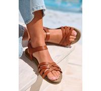 Sandale LASCANA "Sandalette, Sommerschuh, offener Schuh", Damen, Gr. 44, braun, Obermaterial: 100% Rindsleder. Decksohle: 100% Rindsleder. Laufsohle: 100% Synthetik, unifarben, Basic, Schuhe Sandale,