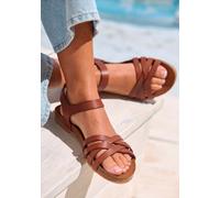 Sandale LASCANA "Sandalette, Sommerschuh", Damen, Gr. 45, braun, Obermaterial: 100% Rindsleder. Decksohle: 100% Rindsleder. Laufsohle: 100% Synthetik, unifarben, casual, Schuhe Riemchensandale, aus Le