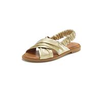 Sandale LASCANA "Sandalette, Sommerschuh, offener Schuh, Pantolette", Damen, Gr. 39, goldfarben, Obermaterial: 100% Lammleder. Decksohle: 100% Rindsleder. Futter: 100% Schweinsleder. Laufsohle: 100% S