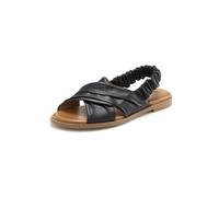 Sandale LASCANA "Sandalette, Sommerschuh, offener Schuh, Pantolette", Damen, Gr. 37, schwarz, Obermaterial: 100% Lammleder. Decksohle: 100% Rindsleder. Futter: 100% Schweinsleder. Laufsohle: 100% Synt