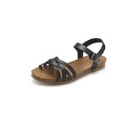 Sandale LASCANA "Sandalette, Sommerschuh, offener Schuh", Damen, Gr. 40, schwarz, Obermaterial: 100% Rindsleder. Decksohle: 100% Rindsleder. Laufsohle: 100% Synthetik, unifarben, Basic, Schuhe Sandale