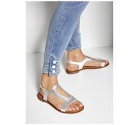 Sandale LASCANA "Sommerschuh", Damen, Gr. 36, silber (silberfarben), Obermaterial: 100% Rindsleder. Decksohle: 100% Textilmaterial. Laufsohle: 100% Synthetik, unifarben, metallic, elegant, Schuhe, San