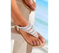 Sandale LASCANA "Zehentrenner, Pantolette, Sandalette, Sommerschuh", Damen, Gr. 41, weiß, Obermaterial: 60% Synthetik, 40% Schafsleder. Futter: 100% Lederimitat. Decksohle: 100% Textilmaterial. Laufso