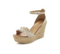 Sandalette LASCANA Gr. 41, beige Damen Schuhe Riemchensandale Sandalette Sandaletten Sandale, Sommerschuh aus Leder mit Keilabsatz (56690663-41)