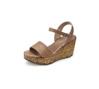 Sandalette LASCANA "Sommerschuh, offener Schuh, Sandale, Keilsandalette", Damen, Gr. 41, braun (camelfarben), Obermaterial: 100% Schafsleder. Decksohle: 100% Lederimitat. Futter: 100% Synthetik. Laufs