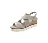 Sandalette LASCANA "Sommerschuh, offener Schuh, Sandale", Damen, Gr. 38, grau, Obermaterial: 100% Textilmaterial. Decksohle: 100% Textilmaterial. Futter: 100% Lederimitat. Laufsohle: 100% Synthetik, u