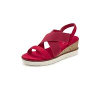 Sandalette LASCANA "Sommerschuh, offener Schuh, Sandale", Damen, Gr. 43, rot, Obermaterial: 100% Textilmaterial. Decksohle: 100% Textilmaterial. Futter: 100% Lederimitat. Laufsohle: 100% Synthetik, un