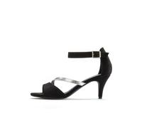 Sandalette LASCANA "High-Heel-Sandalette, Riemchensandalette" Gr. 36, schwarz (schwarz, silberfarben) Damen Schuhe Sandaletten Sandalette, Sommerschuh mit Riemchen, bequeme Absatzhöhe VEGAN (45481001-36)