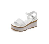 Sandalette LASCANA "Riemchensandalette, Sandale, Sommerschuh, offener Schuh", Damen, Gr. 42, weiß, Obermaterial: 100% Schafsleder. Decksohle: 100% Lederimitat. Futter: 100% Synthetik. Laufsohle: 100%