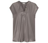 Satinbluse LASCANA, Damen, Gr. 34, khaki, Satin, Obermaterial: 100% Polyester, unifarben, figurumspielend hüftlang, V-Ausschnitt, Blusen, mit kurzen Ärmeln, elegant (93158040-34) khaki
