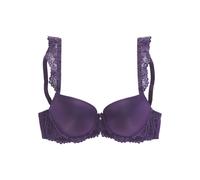 Schalen-BH LASCANA "Flora", Damen, Gr. 90, Cup C, lila (pflaume), Microtouch, Spitze, Obermaterial: 88% Polyamid, 12% Elasthan, feminin, BHs, mit wunderschönen Spitzenträgern und edlem Glitzeraccessoi