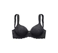 Schalen-BH LASCANA "BH mit Bügel, T-Shirt-BH mit Spitze", Damen, Gr. 75, Cup F, schwarz, Spitze, Obermaterial: 46% Polyamid, 43% Polyester, 11% Elasthan, BHs Schalen-BH, mit breiten Trägern, große Grö