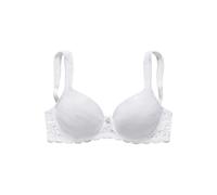 Schalen-BH LASCANA, Damen, Gr. 95, Cup E, weiß, Spitze, Obermaterial: 46% Polyamid, 43% Polyester, 11% Elasthan, BHs Schalen-BH, mit Bügel rundherum aus edler, floraler Spitze, Dessous, Topseller (477