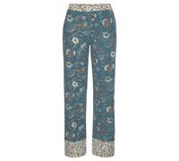 Schlafhose LASCANA, Damen, Gr. 44/46, N-Gr, bunt (rauchblau, ecru), Single Jersey, Obermaterial: 60% Polyester, 36% Viskose, 4% Elasthan, geblümt, figurumspielend lang, Hosen Schlafhose, im Blumen All