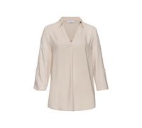 Schlupfbluse LASCANA, Damen, Gr. 44, beige (champagner), Web, Obermaterial: 100% Viskose, unifarben, modisch, figurumspielend hüftlang, V-Ausschnitt, 3/4-Ärmel mit Riegel gerader Abschluss, Blusen, mi