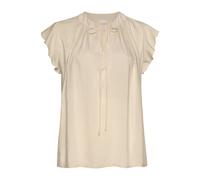 Schlupfbluse LASCANA, Damen, Gr. 34, beige (creme), Web, Obermaterial: 100% Viskose, unifarben, figurumspielend hüftlang, V-Ausschnitt, Blusen Schlupfbluse, mit Rüschenärmeln, Kurzarmbluse, elegant (7