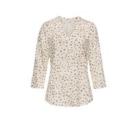 Schlupfbluse LASCANA, Damen, Gr. 44, beige (creme, taupe bedruckt), Web, Obermaterial: 100% Viskose, bedruckt, modisch, figurumspielend hüftlang, V-Ausschnitt, 3/4-Ärmel mit Riegel, Blusen, mit 3/4-Är