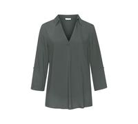 Schlupfbluse LASCANA, Damen, Gr. 38, blau (petrol), Web, Obermaterial: 100% Viskose, unifarben, figurumspielend hüftlang, V-Ausschnitt, mit Riegel gerader Abschluss, Blusen Schlupfbluse, mit 3/4-Ärmel