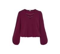 Schlupfbluse LASCANA Gr. 36, lila (pflaume), Damen, Cru00eape, Obermaterial: 98% Polyester, 2% Elasthan, unifarben, Blusen, mit Kettendetails, elegante Damenbluse, modisch, festlich (22042748-36) pfla