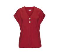 Schlupfbluse LASCANA, Damen, Gr. 50, rot, Web, Obermaterial: 100% Viskose, unifarben, figurumspielend hüftlang, V-Ausschnitt, Blusen Schlupfbluse, mit modischen Knöpfen, luftige Kurzarmbluse, sommerli