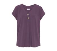 Schlupfbluse LASCANA, Damen, Gr. 50, violett, Web, Obermaterial: 100% Viskose, unifarben, figurumspielend hüftlang, V-Ausschnitt, Blusen Schlupfbluse, mit modischen Knöpfen, luftige Kurzarmbluse, somm