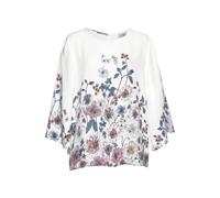 Schlupfbluse LASCANA, Damen, Gr. 38, weiß (weiß, bedruckt), Web, Obermaterial: 100% Viskose, bedruckt, figurumspielend hüftlang, Rundhals, Blusen, mit Blumenprint und Trompetenärmeln, Blusenshirt, som