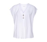 Schlupfbluse LASCANA "mit tiefem V-Ausschnitt und modischen Knöpfen", Damen, Gr. 40, weiß, Web, Obermaterial: 100% Viskose, unifarben, figurumspielend hüftlang, V-Ausschnitt, Blusen Schlupfbluse, luft