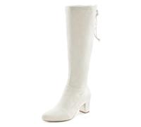 Schlupfstiefel LASCANA, Damen, Gr. 40, beige (creme), Obermaterial: 100% Textilmaterial. Decksohle: 100% Lederimitat. Futter: 100% Textilmaterial. Laufsohle: 100% Synthetik, unifarben, Schuhe Schlupfs