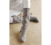 Schlupfstiefel LASCANA Gr. 40, grau Damen Schuhe Schlupfstiefel aus elastischem Stretchmaterial mit Langschaft und Blockabsatz (76137722-40)