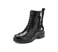 Schnürboots LASCANA Gr. 39, schwarz (schwarz, shiny) Damen Schuhe Reißverschlussstiefeletten Schnürstiefelette, Ankle Boots, Leder, Schnüren & Reißverschluss (74577260-39)