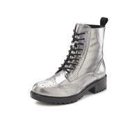 Schnürboots LASCANA, Damen, Gr. 40, silber (silberfarben), Obermaterial: 100% Schafsleder. Decksohle: 100% Synthetik. Futter: 75% Textilmaterial, 25% Lederimitat. Laufsohle: 100% Synthetik, glänzend, 