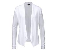 Shirtjacke LASCANA, Damen, Gr. 44/46, weiß, Jersey, Obermaterial: 100% Viskose, normal hüftlang, ohne Ausschnitt, Langarm, Shirts Shirtjacke, in offener Form, Strickjacke aus Jersey, Sommerjacke, Card