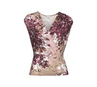 Shirttop LASCANA, Damen, Gr. 36/38, bunt (taupe, beere bedruckt), Jersey, Obermaterial: 95% Viskose, 5% Elasthan, bedruckt, modisch, figurbetont hüftlang, tiefer V-Ausschnitt, ohne Ärmel, Tops, mit Al