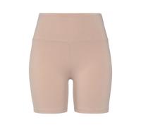 Shorts LASCANA, Damen, Gr. 32/34, N-Gr, beige, Single Jersey, Obermaterial: 95% Baumwolle, 5% Elasthan, unifarben, Basic, skinny fit, Hosen, mit breitem Bündchen und Logodruck (28348326-32) beige