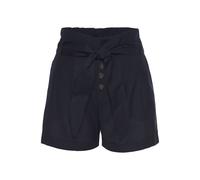 Shorts LASCANA, Damen, Gr. 36, N-Gr, blau (marine), Web, Obermaterial: 58% Viskose, 28% Baumwolle, 14% Leinen, modisch, figurumspielend kurz, Hosen Shorts Strandshorts, und Knopfleiste, kurze Hose, Le