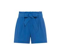 Shorts LASCANA, Damen, Gr. 42, N-Gr, blau (nautical blau), Web, Obermaterial: 58% Viskose, 28% Baumwolle, 14% Leinen, unifarben, figurumspielend kurz, Hosen Shorts, im Paperbag-Stil, Leinenmix, Schlup