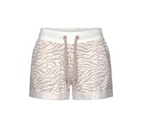 Shorts LASCANA, Damen, Gr. 44/46, N-Gr, beige (nougat, beige), Sweatware, Obermaterial: 50% Baumwolle, 50% Polyester, gemustert, bedruckt, casual, bequem kurz, Hosen, mit Rippbündchen und Umschlagsaum