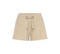 Shorts LASCANA, Damen, Gr. 40/42, N-Gr, beige (sand, meliert), Rippware, Obermaterial: 56% Polyester, 41% Viskose, 3% Elasthan, unifarben, meliert, Basic, Basic kurz, Hosen, Lounge-/ Strickshorts meli