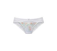 Slip LASCANA, Damen, Gr. 48/50, weiß (weiß, neon), Mesh, Spitze, Obermaterial: 82% Polyamid, 11% Polyester, 7% Elasthan, Unterhosen Slip, aus Mesh mit zarter Blumenstickerei und edler Jacquardspitze (