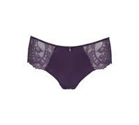Panty LASCANA "Flora", Damen, Gr. 32/34, lila (pflaume), Spitze, Microtouch, Obermaterial: 89% Polyamid, 11% Elasthan, Unterhosen, mit feiner, leicht transparenter Spitze und edlem Accessoire (7513273
