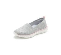 Slipper LASCANA "Ballerina, Sneaker, Freizeitschuh, Slip-On-Sneaker", Damen, Gr. 39, blau (grau, rosé), Obermaterial: 100% Textilmaterial. Decksohle: 100% Textilmaterial. Futter: 100% Textilmaterial. 