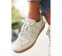 Sneaker LASCANA, Damen, Gr. 36, beige (creme), Obermaterial: 85% Rindsleder, 15% Textilmaterial. Futter: 100% Textilmaterial. Decksohle: 100% Textilmaterial. Laufsohle: 100% Synthetik, unifarben, casu