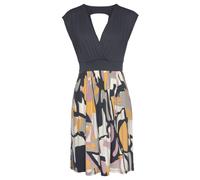 Sommerkleid LASCANA, Damen, Gr. 44, N-Gr, bunt (bedruckt), Jersey, Obermaterial: 95% Viskose, 5% Elasthan, bedruckt, figurumspielend kniefrei, V-Ausschnitt, Kleider, mit Rückenausschnitt in Wickelopti